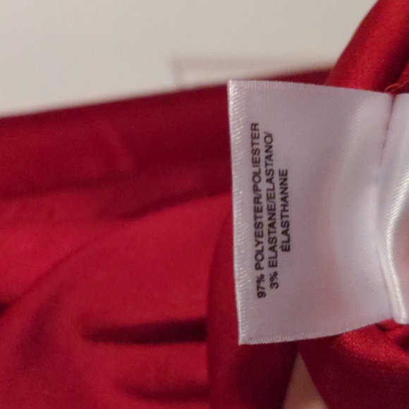 Evan-Picone Black Label Red Satin Tie Neck Long Sleeve Top XL - Picture 3 of 6